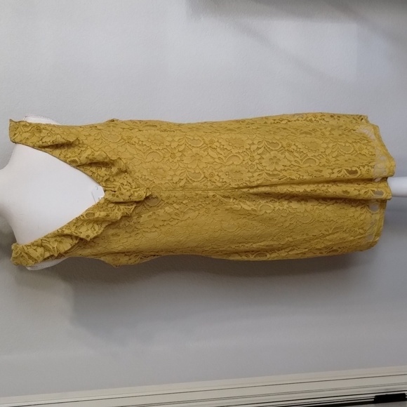 Charming Charlie Yellow Lace Overlay Sleeveless Shift Dress Size XL - Picture 4 of 7